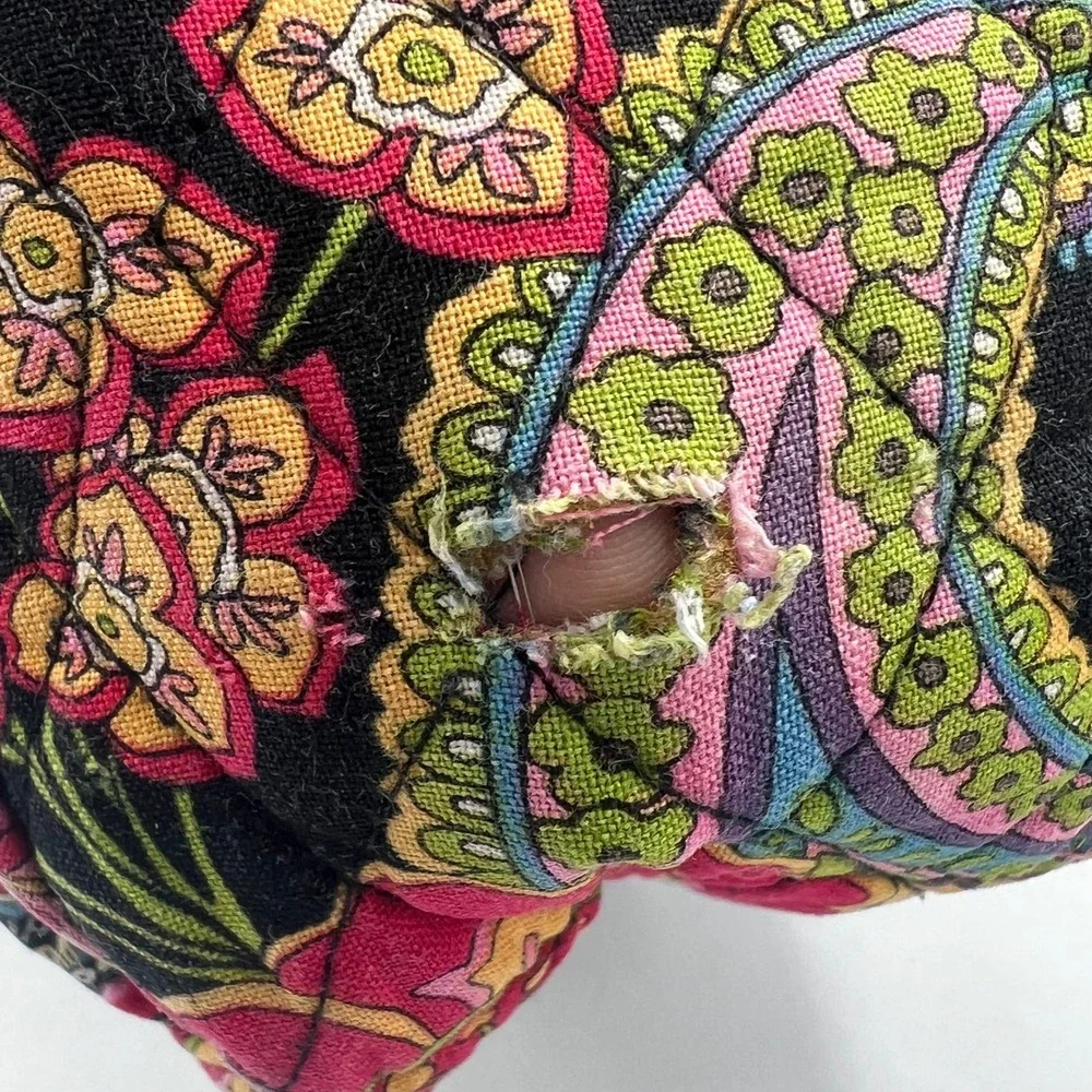 Vera Bradley Quilted Cotton Backpack Black Floral 15